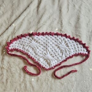 2/$10 Handmade White and Pink Crochet Bandana
